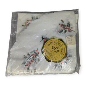 Vintage Dansk Papirserviet Fabrik White Holiday Paper Napkins NIB Sealed Set 12